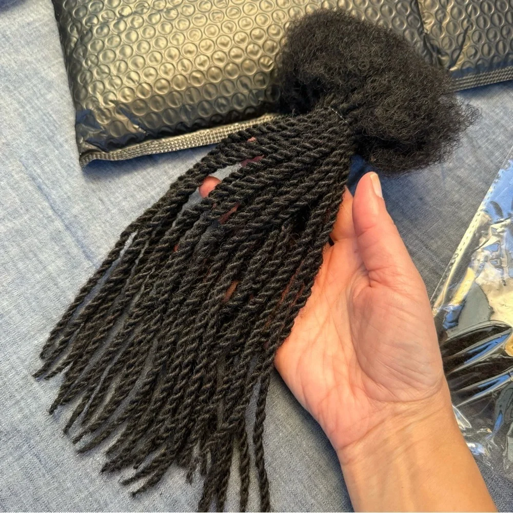 10” Human Hair Dreadlocks 90 strands Twist Loc Extension 0.4cm Pencil Size #RA6